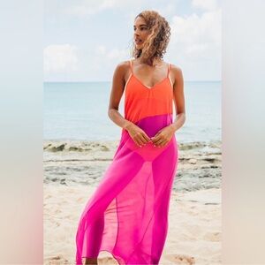 Lulus Red and Pink Beach Dress